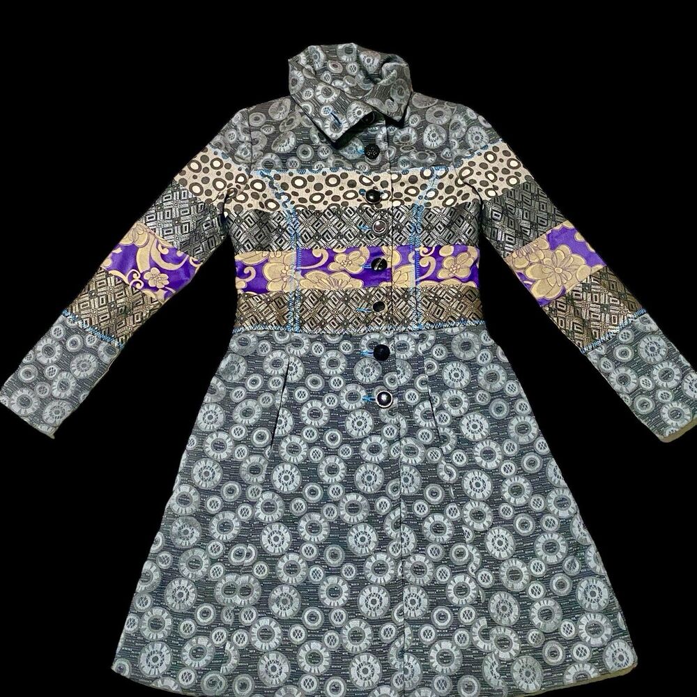 Tapestry Jacquard Patchwork Jacket Coat Boho Fren… - image 2